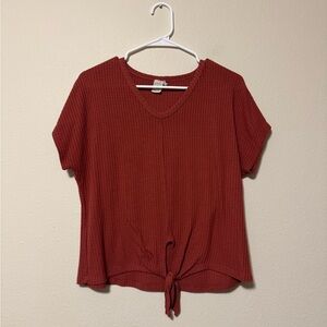 5/$55 !! 🔥 Paper Crane Red Knit Tie-Front Top